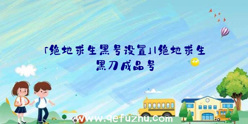 「绝地求生黑号设置」|绝地求生黑刀成品号